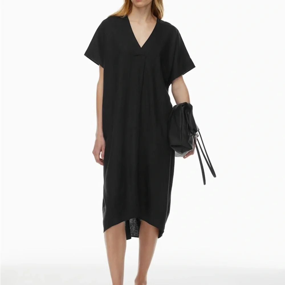 Babaton Charette linen kaftan style dress navy - Picture 2 of 6